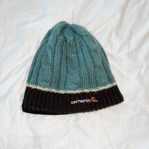 Teal and brown Carhartt beanie